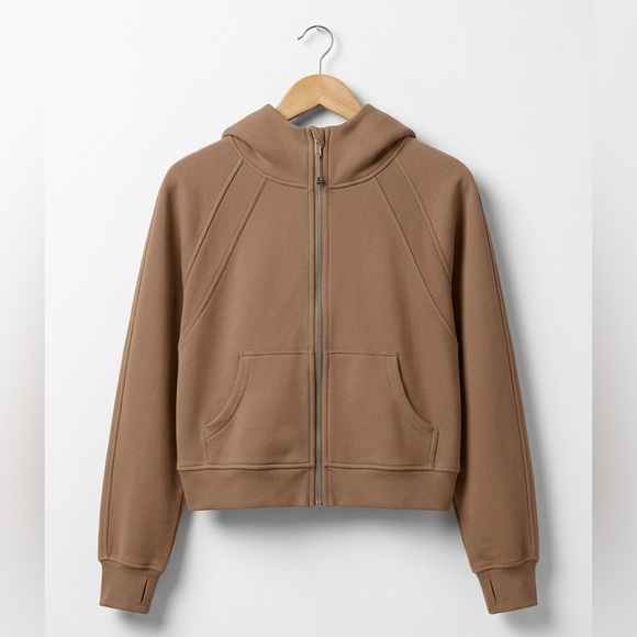 Trendy Queen Tops - Trendy Queen Cropped Mocha Brown Super Soft Zip-Up Hoodie NWOT